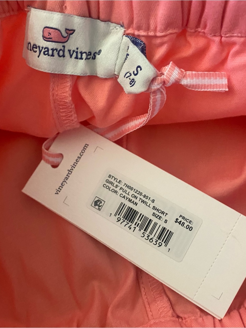 Vineyard Vines Girls Pink Drawstring Cotton Twill Shorts - Picture 7 of 9